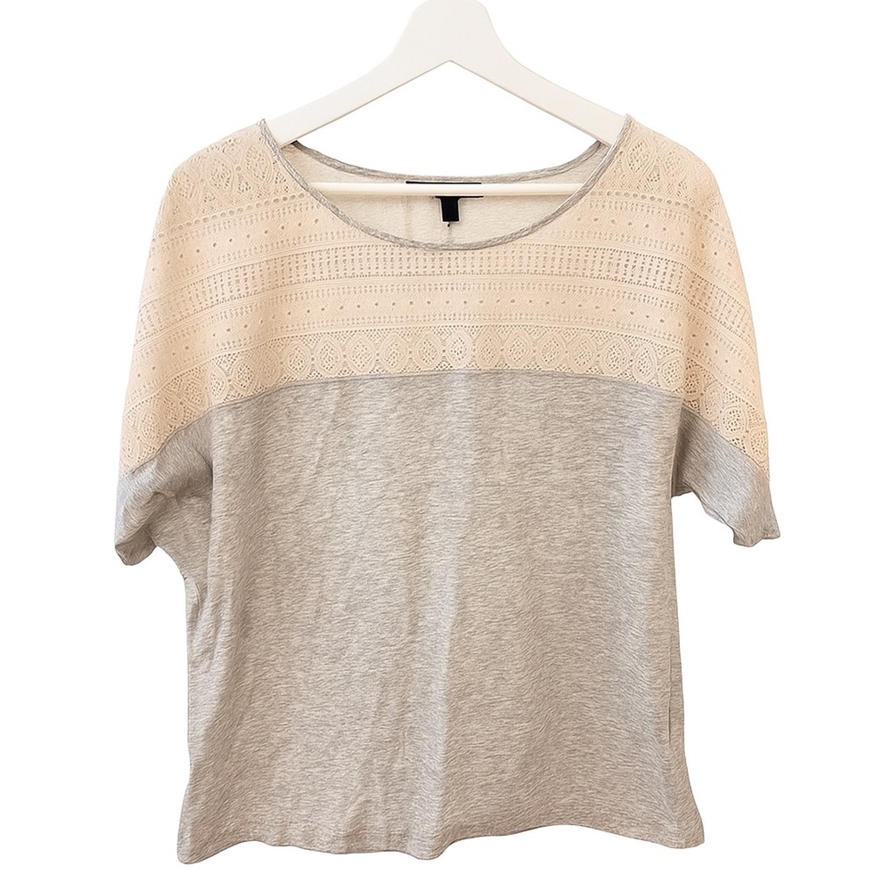 J. Crew Lace Accent Blouse in Gray and Cream